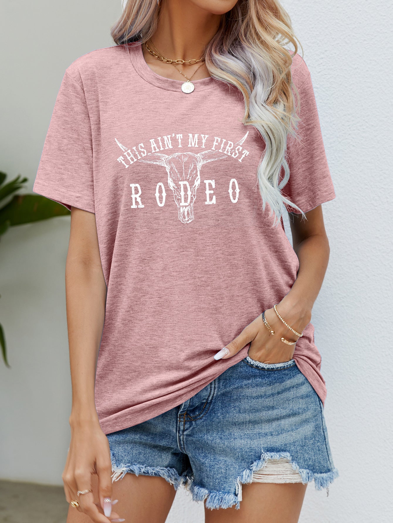 Women's Casual Round Neck Short Sleeve Printed T-Shirt Top