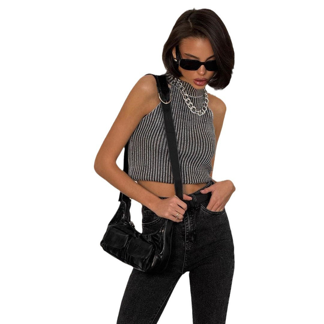 Round Neck Pullover Thread Design Vest