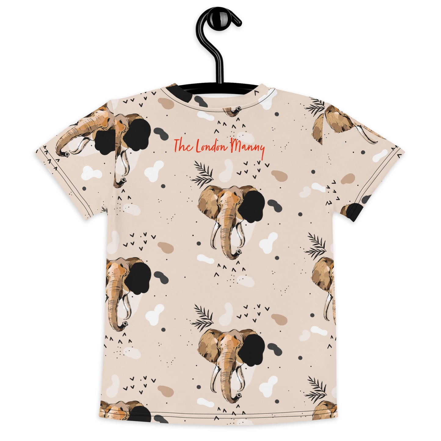 Hand Drawn Elephant Safari on Khaki Background