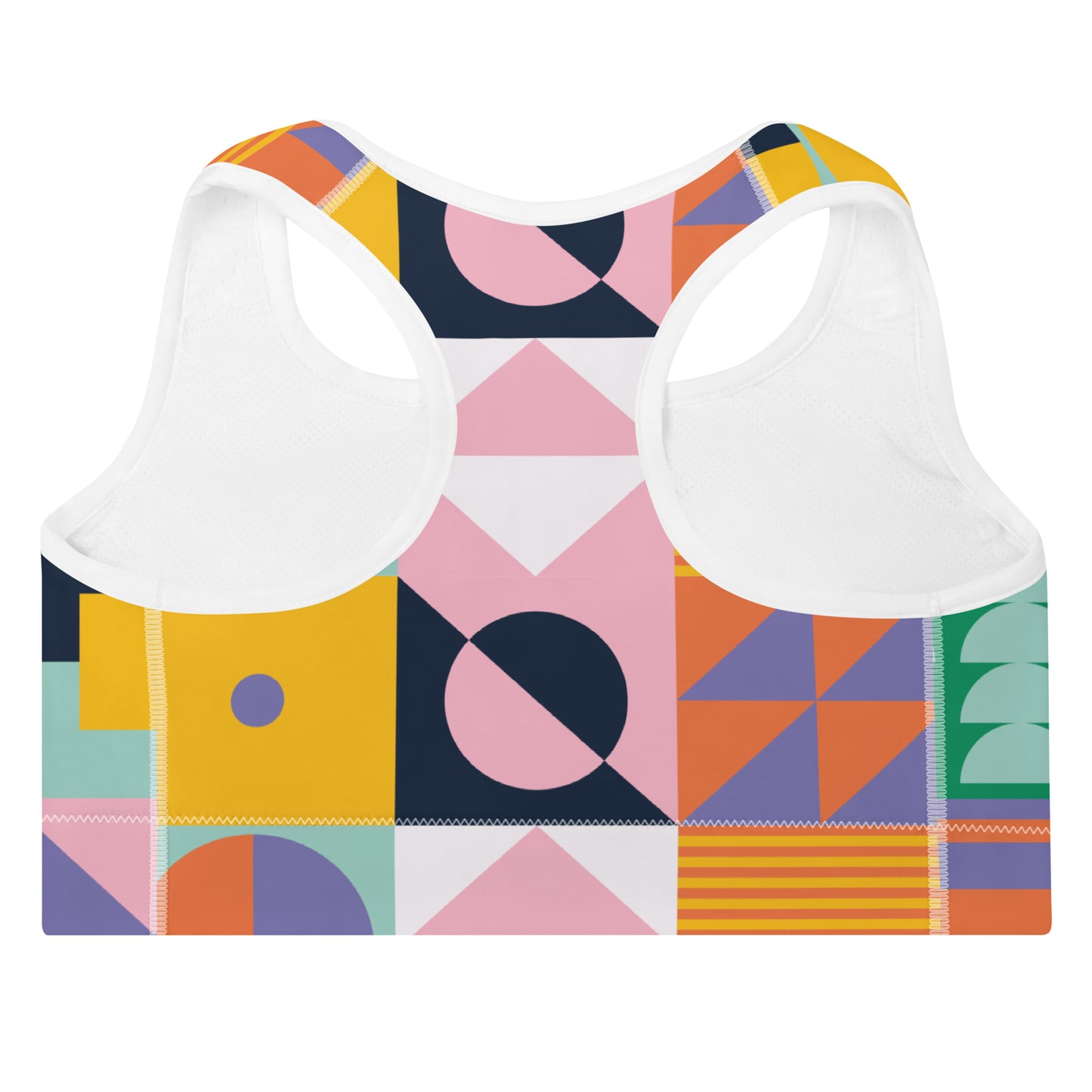 Mid-century abstract colorful Sports Bra