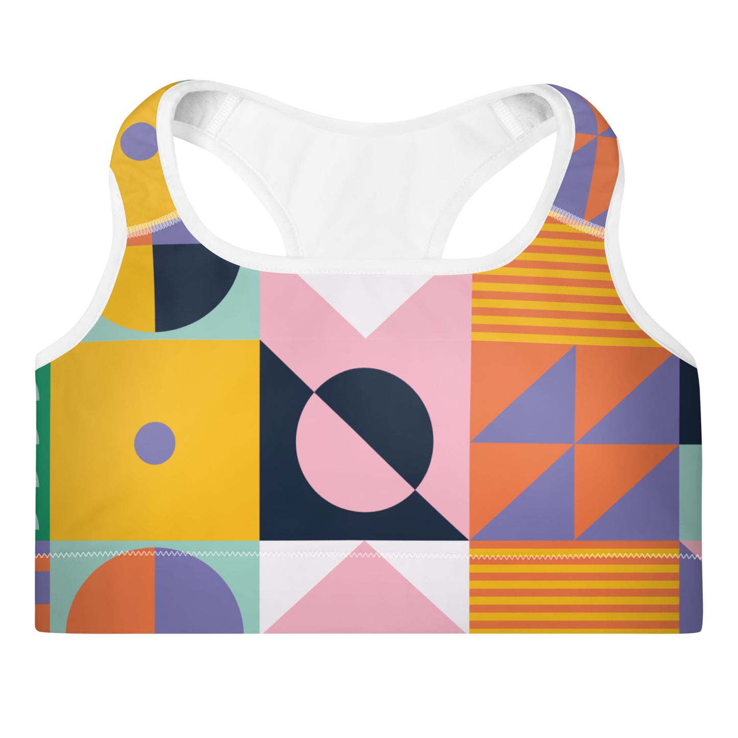 Mid-century abstract colorful Sports Bra