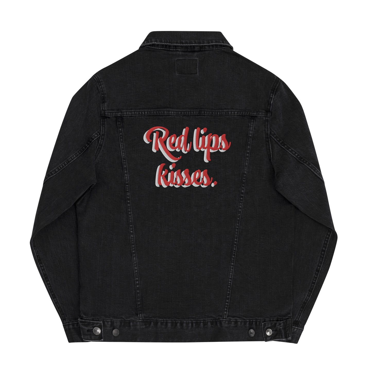 Women denim jacket with letter embroidery design.