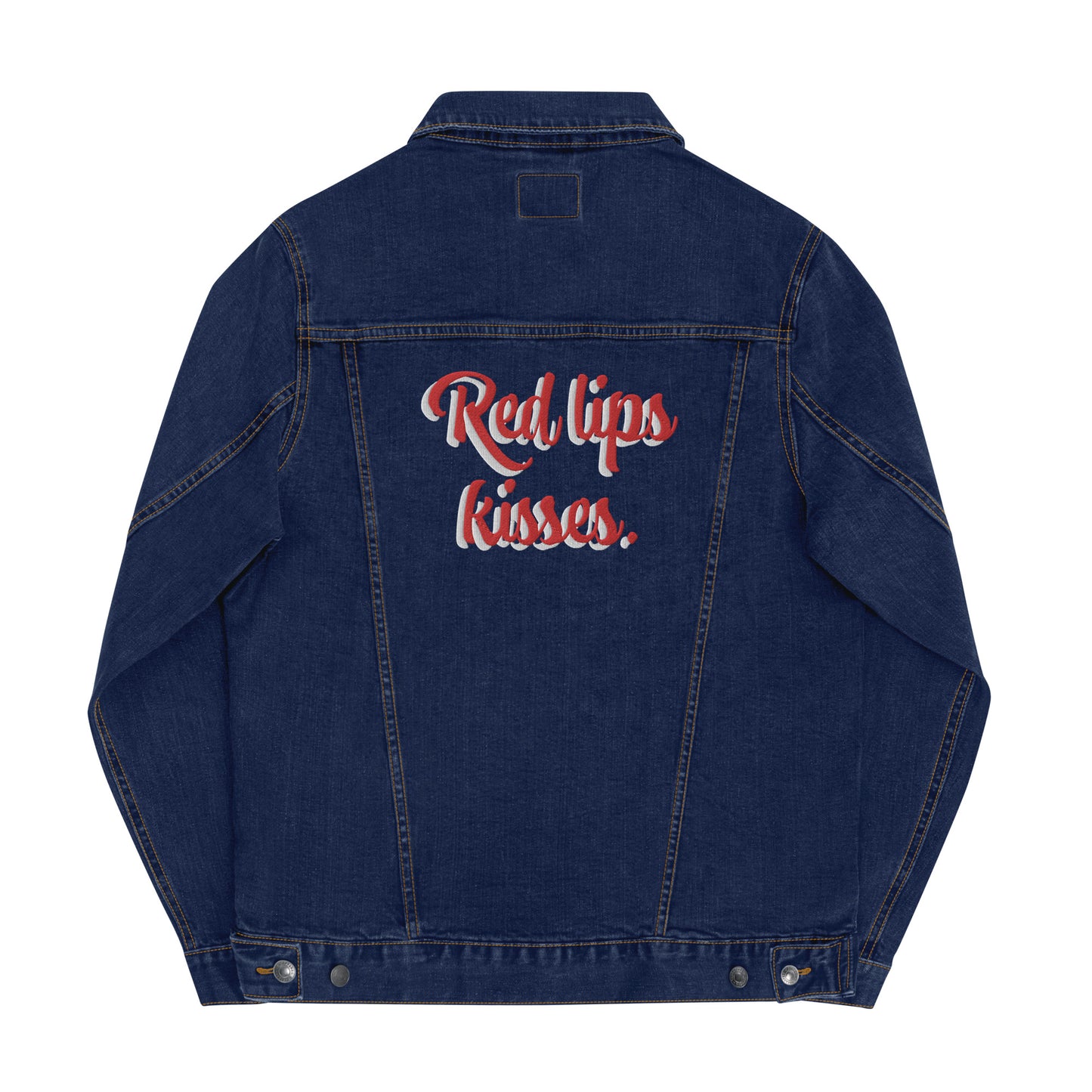 Women denim jacket with letter embroidery design.