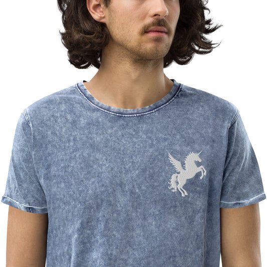 Denim T-Shirt With Unicorn Design