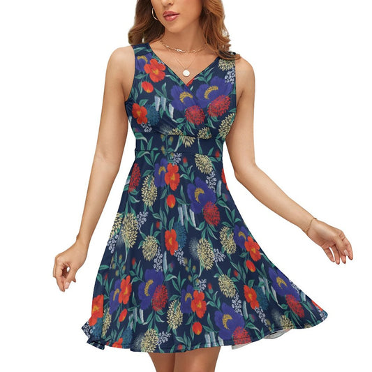Sleeveless Florar High Waist Dress