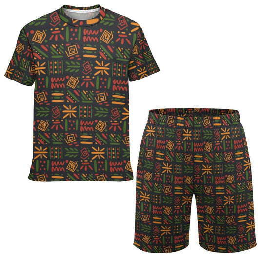 African Clash Pattern T-shirt Shirts Set