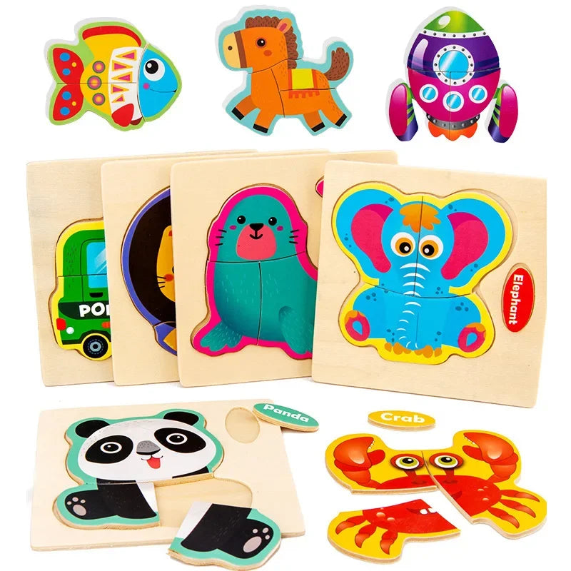 3D Wooden Puzzle Jigsaw Toys For Children