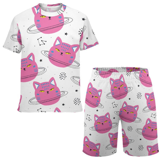 The Pink Cat T-shirt Shorts Set