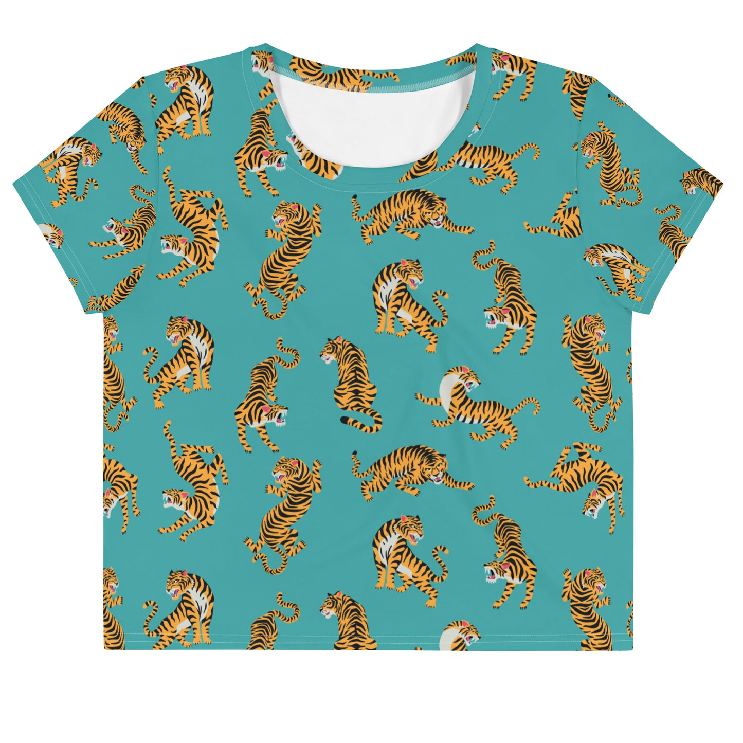 Cute Tigers Pattern Design Crop-Top.