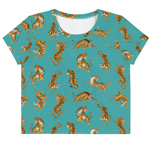 Cute Tigers Pattern Design Crop-Top.