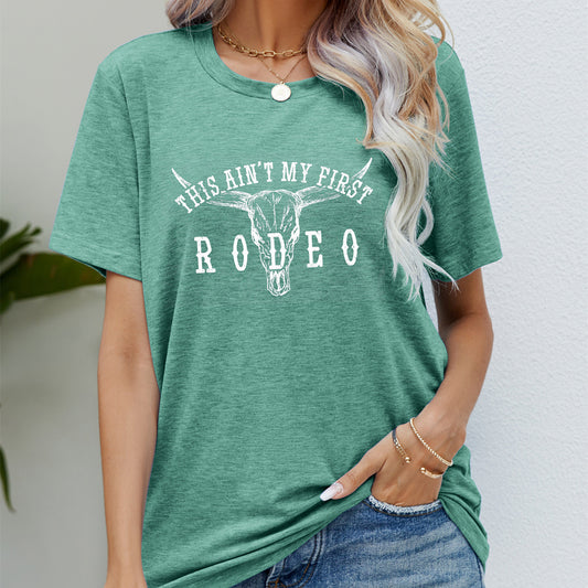 Women's Casual Round Neck Short Sleeve Printed T-Shirt Top